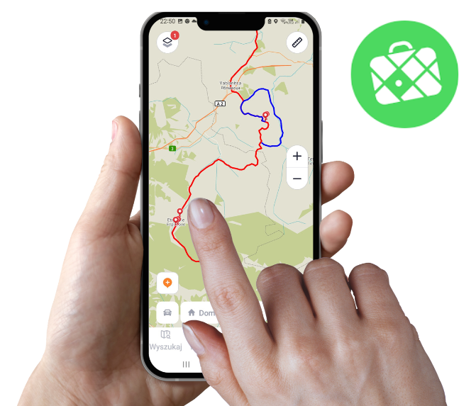 ekran telefonu z widokiem trasy off-road 4x4